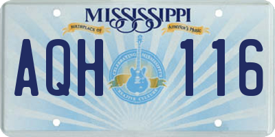 MS license plate AQH116