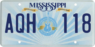 MS license plate AQH118