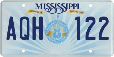 MS license plate AQH122
