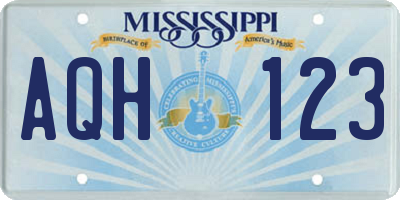 MS license plate AQH123