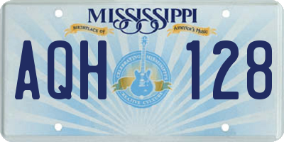 MS license plate AQH128