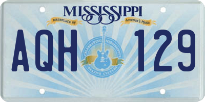 MS license plate AQH129
