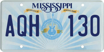 MS license plate AQH130