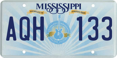 MS license plate AQH133