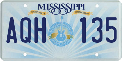 MS license plate AQH135
