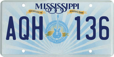 MS license plate AQH136