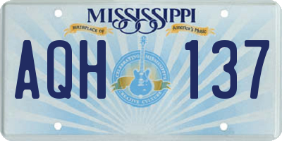 MS license plate AQH137