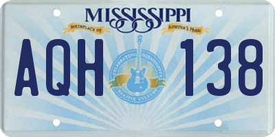 MS license plate AQH138