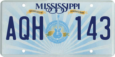 MS license plate AQH143