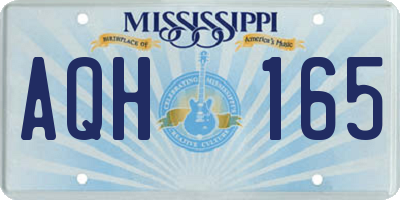 MS license plate AQH165