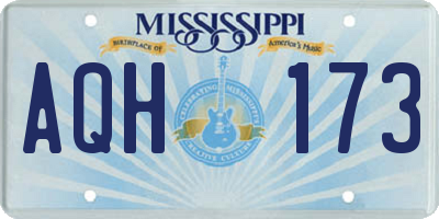 MS license plate AQH173