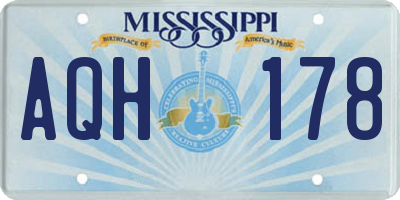 MS license plate AQH178