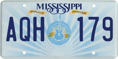 MS license plate AQH179