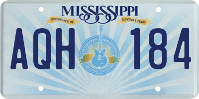 MS license plate AQH184