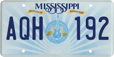 MS license plate AQH192