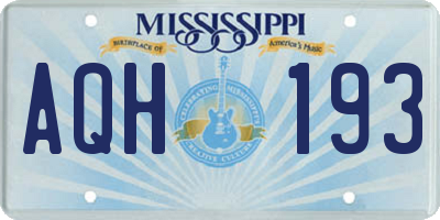 MS license plate AQH193