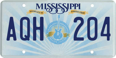 MS license plate AQH204