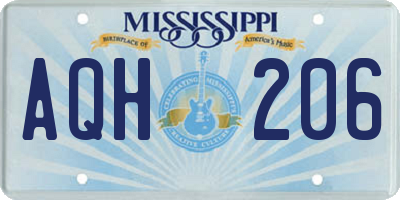 MS license plate AQH206