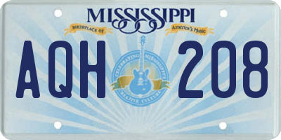 MS license plate AQH208