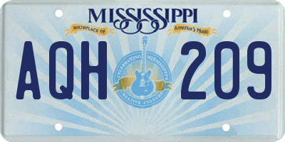 MS license plate AQH209