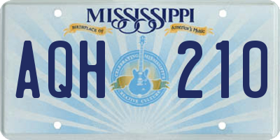 MS license plate AQH210