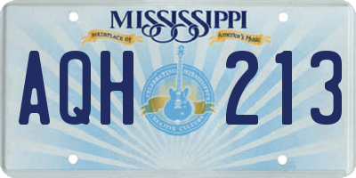 MS license plate AQH213