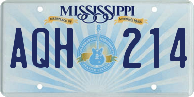 MS license plate AQH214