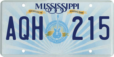 MS license plate AQH215