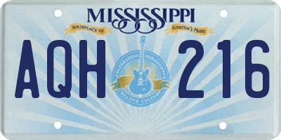 MS license plate AQH216