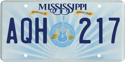 MS license plate AQH217