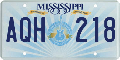 MS license plate AQH218