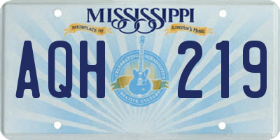 MS license plate AQH219
