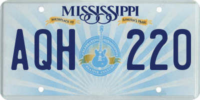 MS license plate AQH220