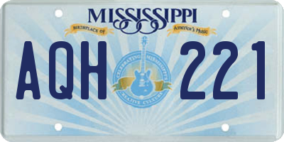 MS license plate AQH221