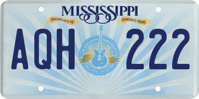 MS license plate AQH222