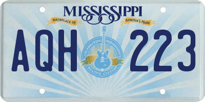 MS license plate AQH223