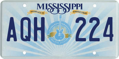 MS license plate AQH224