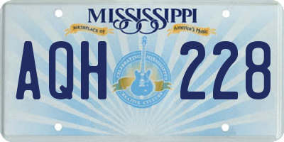 MS license plate AQH228