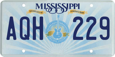 MS license plate AQH229
