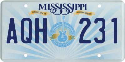 MS license plate AQH231