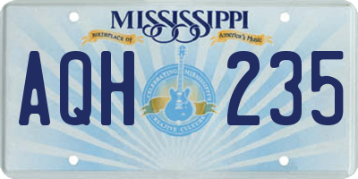MS license plate AQH235