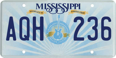 MS license plate AQH236