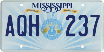 MS license plate AQH237