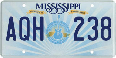 MS license plate AQH238