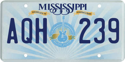 MS license plate AQH239