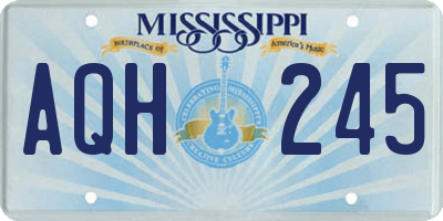 MS license plate AQH245