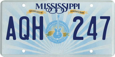 MS license plate AQH247