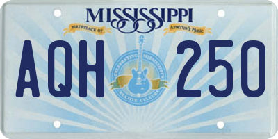 MS license plate AQH250