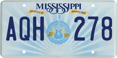 MS license plate AQH278