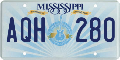 MS license plate AQH280